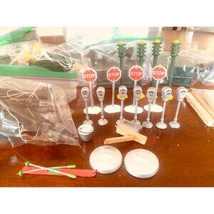 Dept 56 Village Street Lights Stop Sign Parking Meters Accessories Lot of 25